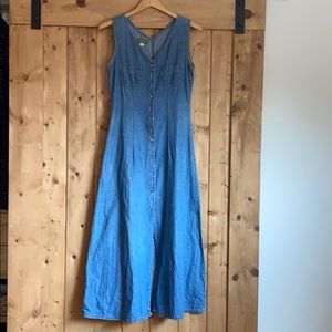 V neck Denim long dress